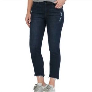 Democracy Women's ABSolution Slim Straight High Rise Destroyed Hem Jeans NEW 14